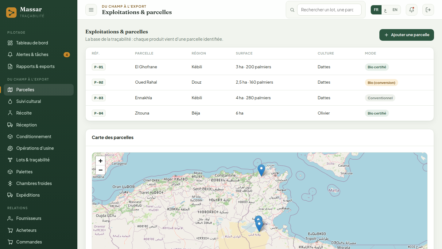 Carte des parcelles